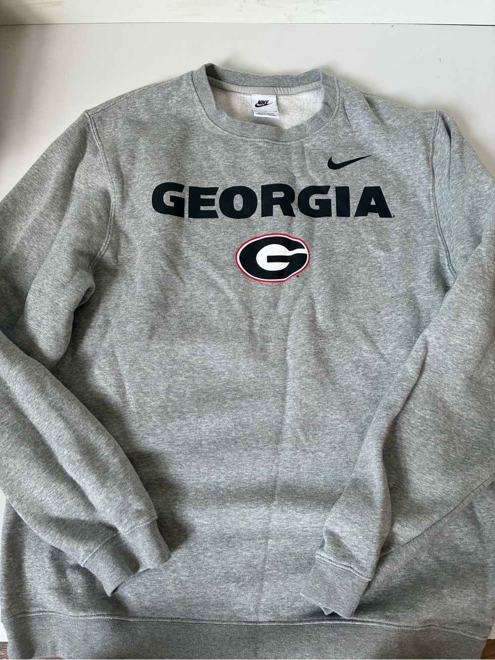 Nike Gray Georgia Crewneck with Black and Red Logo